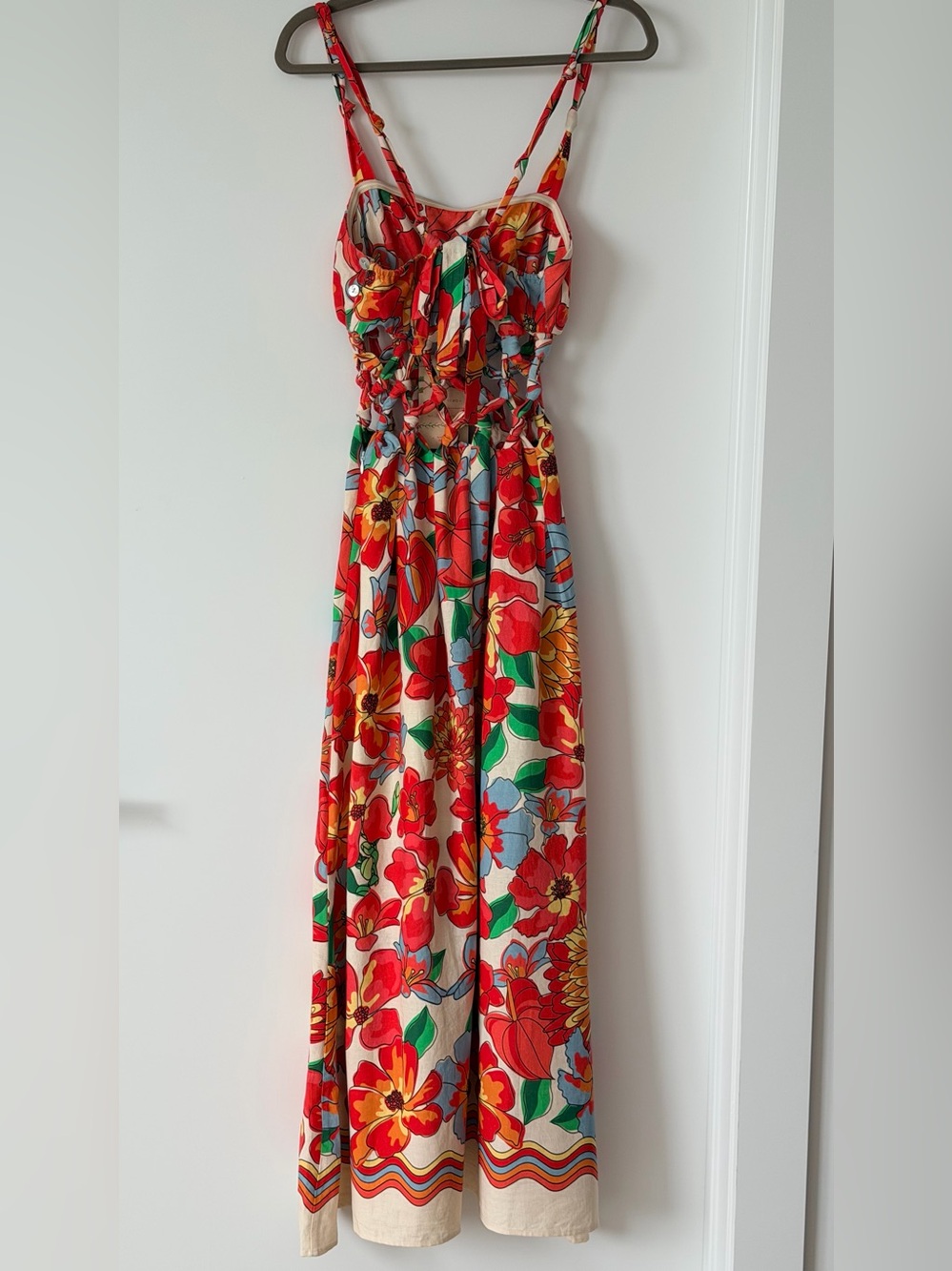 FARM RIO ANTHROPOLIGIE Floral Red Multicolor Summer Maxi Dress - Picture 13 of 14